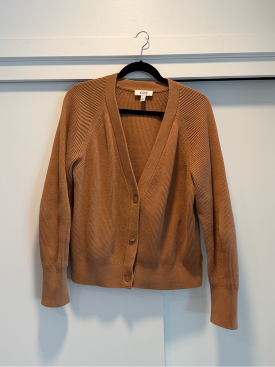 COS Sweaters - COS Camel Ribbed V-Neck Button-Front Cardigan